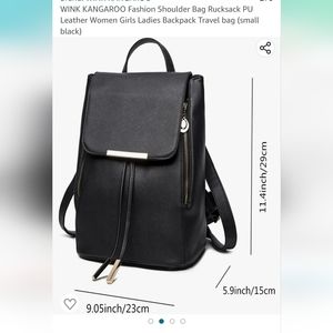 Small artifical leather women's black backpack